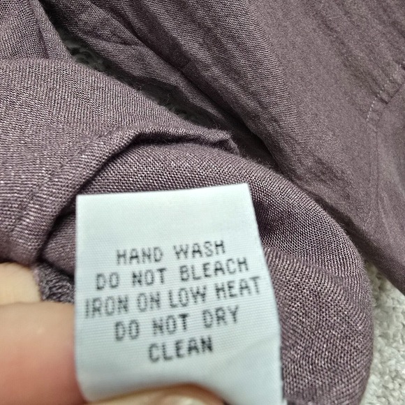 Habitat Shirt Womens Medium Gray Button Up Long Sleeve Lagenlook Office Flowy - Picture 7 of 14